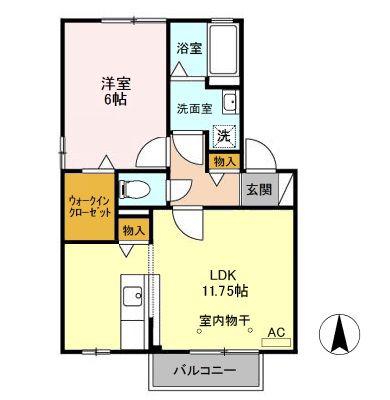 セジュールKIYO B(1LDK/2階)の間取り写真