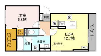 カームコート門戸(1LDK/1階)の間取り写真