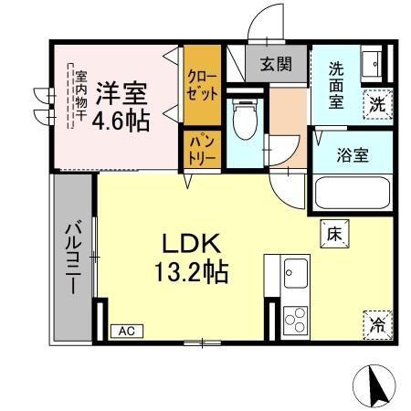 フタバテラス(1LDK/1階)の間取り写真