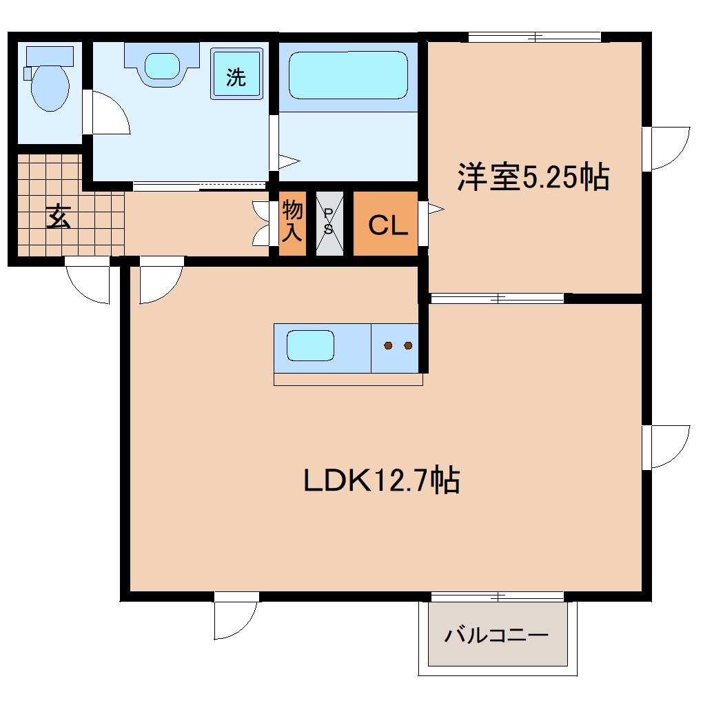 コーポ友里(1LDK/2階)の間取り写真