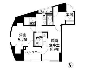 セルクル落合(1LDK/12階)の間取り写真