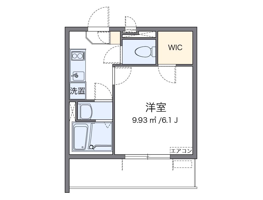 クレイノかがやき(1K/2階)の間取り写真