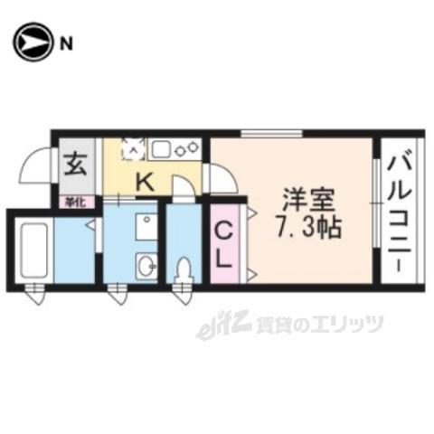 ネクストライフ映画村北(1K/2階)の間取り写真