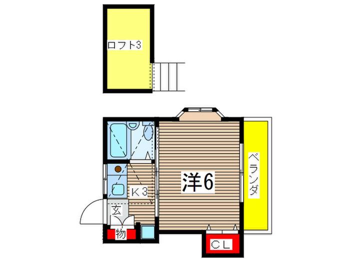イーストヒルINO(1K/2階)の間取り写真