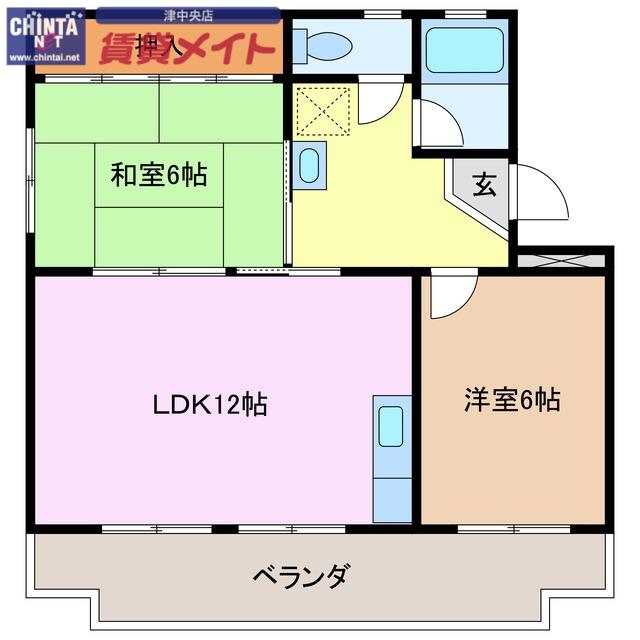 修成ハイデンス(2LDK/1階)の間取り写真