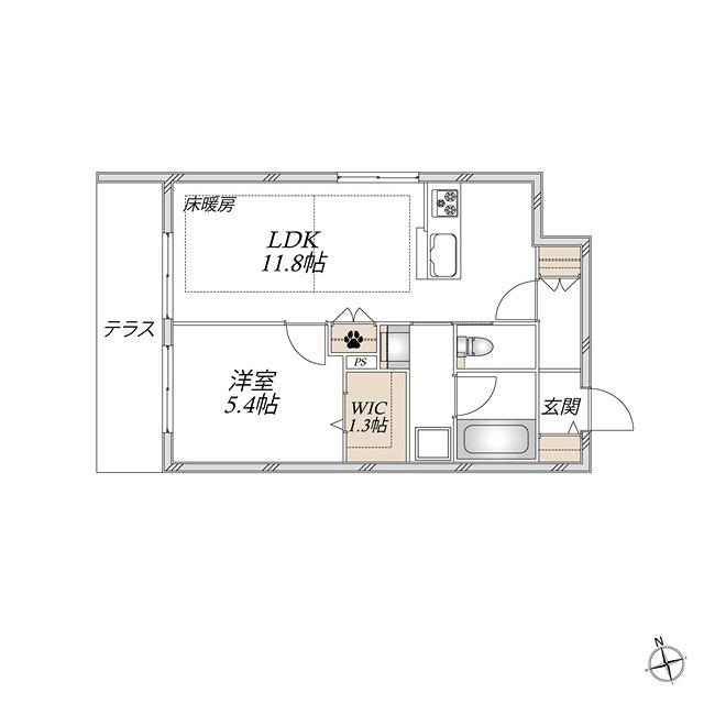  羽田1丁目メゾン(1LDK/1階)の間取り写真