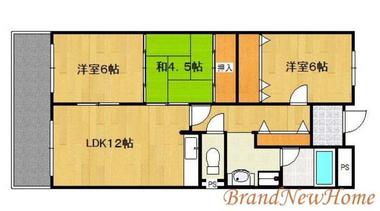 アーバンコートなかもず(3LDK/3階)の間取り写真