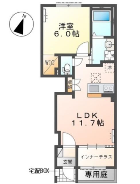 サンプレスII(1LDK/1階)の間取り写真