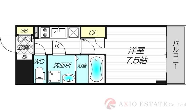 S-RESIDENCE江坂ALEGRIA(1K/8階)の間取り写真