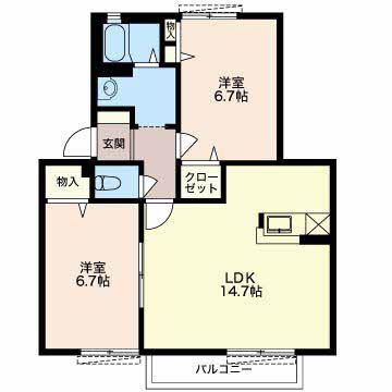 フレーズB(2LDK/2階)の間取り写真