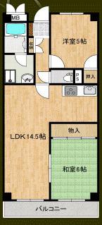 千里ピュアーライフ(2LDK/4階)の間取り写真