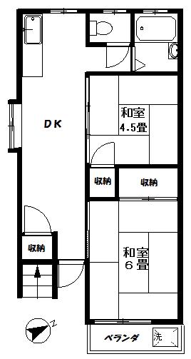 ハイツ中山(2DK/1階)の間取り写真