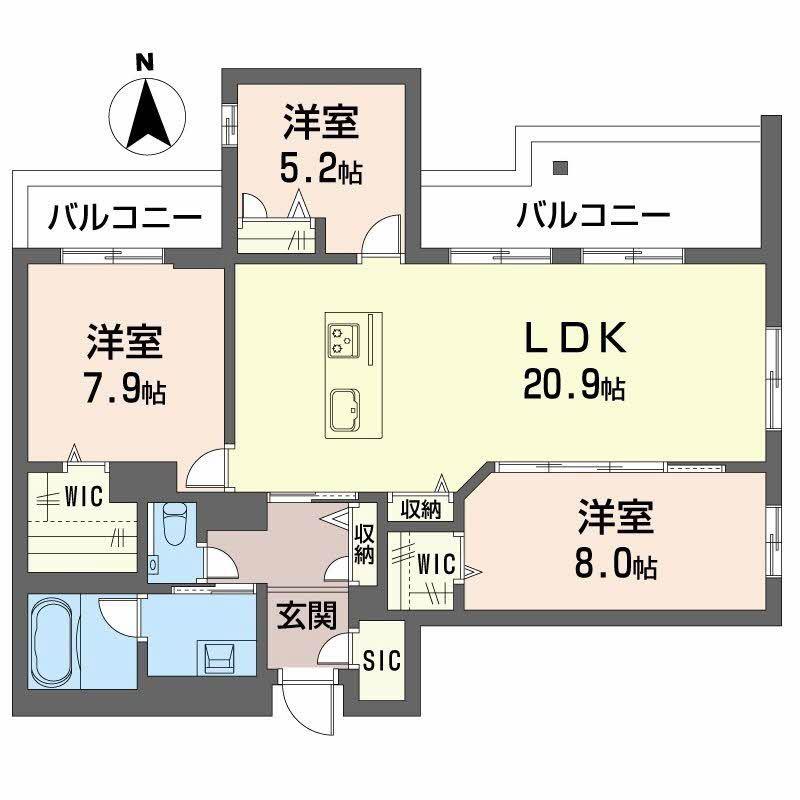 SHA MAISON THE ASHIBE(3LDK/4階)の間取り写真