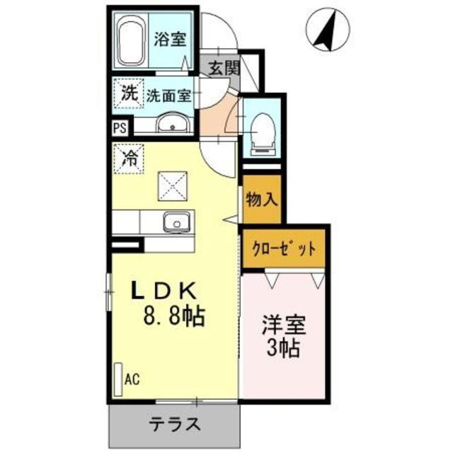 サイレント スクエア(1LDK/1階)の間取り写真