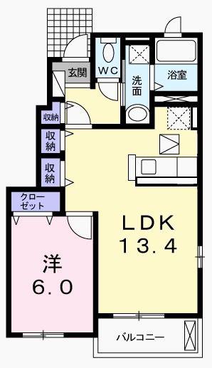 クレールマタン(1LDK/1階)の間取り写真