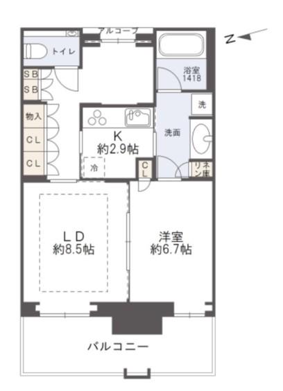 グラングリーン大阪 THE ノース RESIDENCE(1LDK/12階)の間取り写真