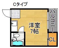 ロイヤル遠里小野(ワンルーム/3階)の間取り写真