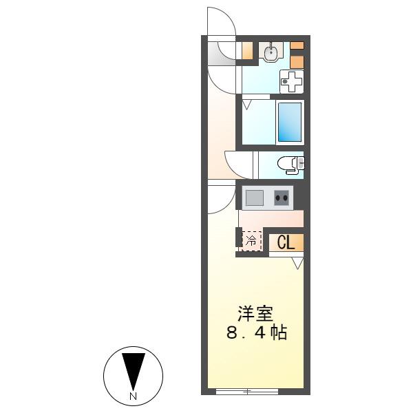QUADOR今池イースト(ワンルーム/4階)の間取り写真