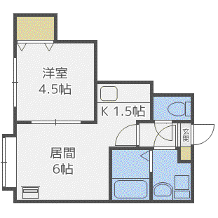 アスティ美園(1DK/2階)の間取り写真
