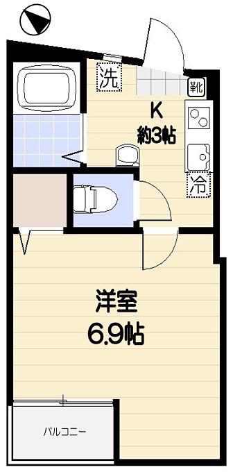 トライベッカ(1K/1階)の間取り写真