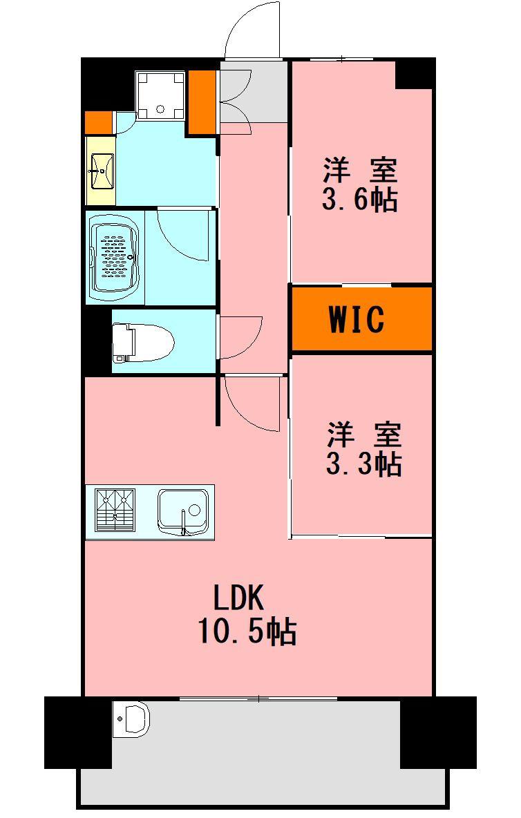 デュレジア平尾プレミアム(2LDK/5階)の間取り写真