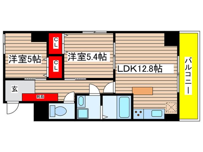 パンジー豆田(2LDK/2階)の間取り写真