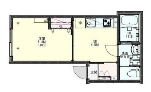 KEIAI RESIDENCE西八王子2(1DK/1階)の間取り写真