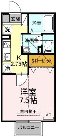 セリバテール(1K/2階)の間取り写真