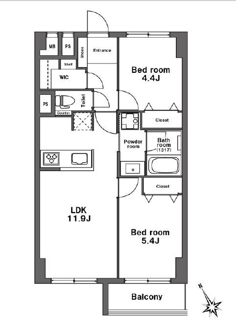 第三東個マンション(2LDK/2階)の間取り写真