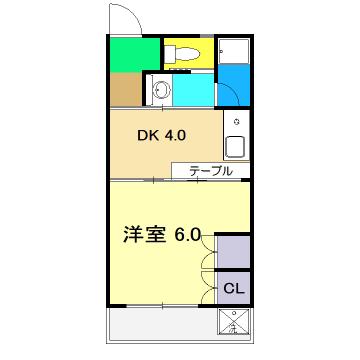 コスモハイツ高須2(1DK/3階)の間取り写真