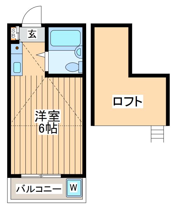 ロイヤルハイツ錦町(ワンルーム/1階)の間取り写真