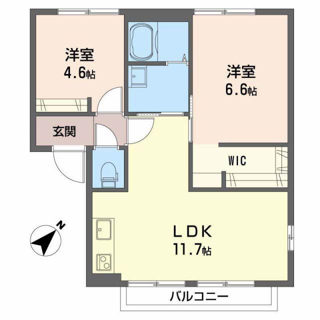 パークハイツ久保田(2LDK/2階)の間取り写真