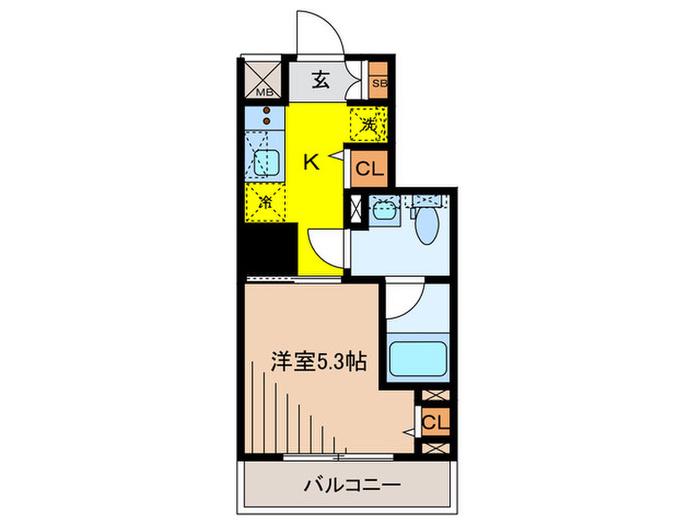プレール・ドゥーク戸越銀座通(1K/3階)の間取り写真