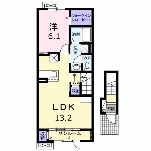 ＪＲ信越本線 三条駅(新潟) 徒歩17分 2階建 新築(1LDK/2階)の間取り写真