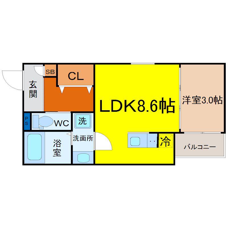 PATINA六番町(1LDK/1階)の間取り写真
