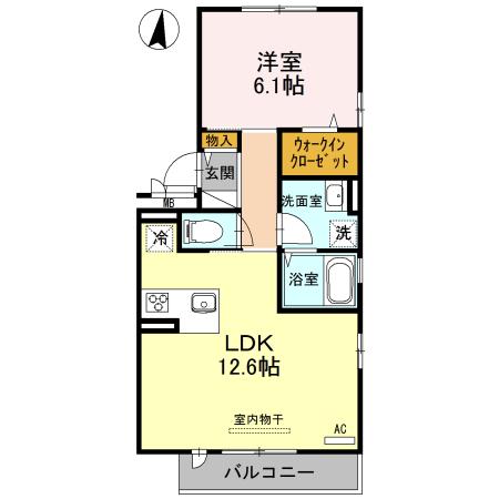 レフィナードKHY I棟(1LDK/3階)の間取り写真