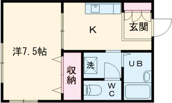ハイツ芙蓉(1K/2階)の間取り写真