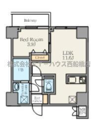 ALIVIS原木中山(1LDK/6階)の間取り写真