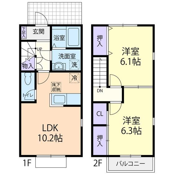 GREEN PEAK A(2LDK/1階)の間取り写真