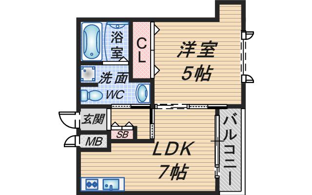ジュエル曽根東(1LDK/1階)の間取り写真