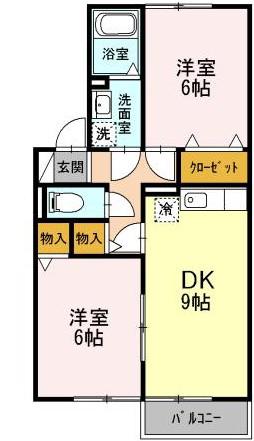 メゾンラフィーネ(2DK/2階)の間取り写真