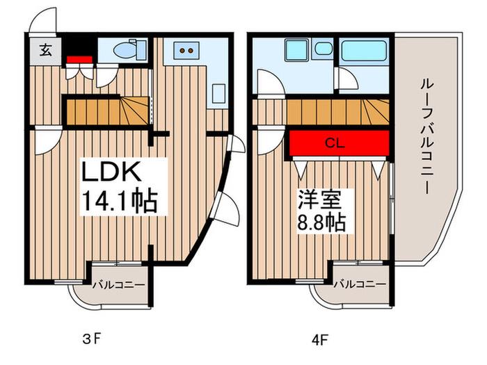 ヴァン・ヴェール武蔵小山(1LDK/3階)の間取り写真