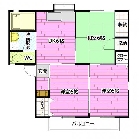 セジュール野北A棟(3LDK/1階)の間取り写真