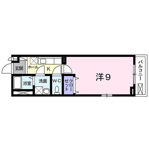 ソレイユ野色(1K/2階)の間取り写真