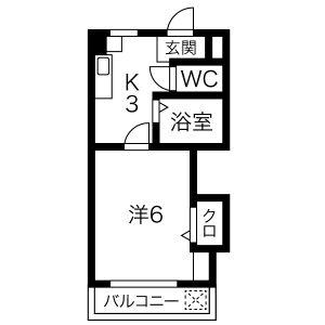 メゾンやよい(1K/1階)の間取り写真