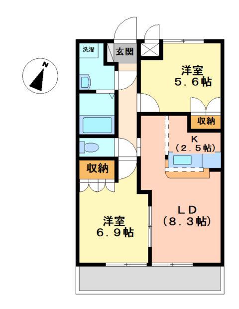 ＪＲ水郡線 常陸大宮駅 徒歩25分 2階建 築19年(2LDK/1階)の間取り写真