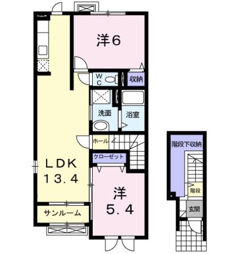 リベルテⅠ(2LDK/2階)の間取り写真