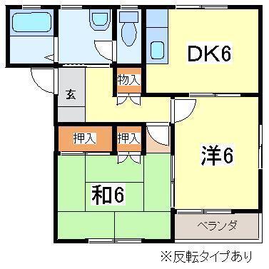 ポラール(2DK/2階)の間取り写真