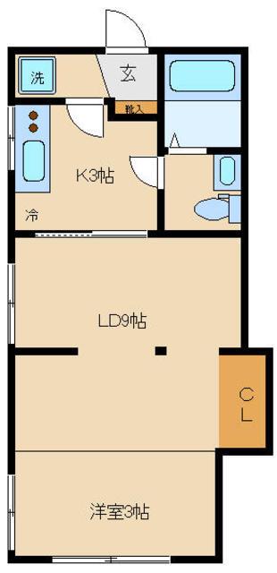 カブラハイツI(1LDK/2階)の間取り写真