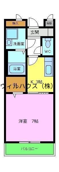 グレイスフルタウンⅠ(1K/2階)の間取り写真
